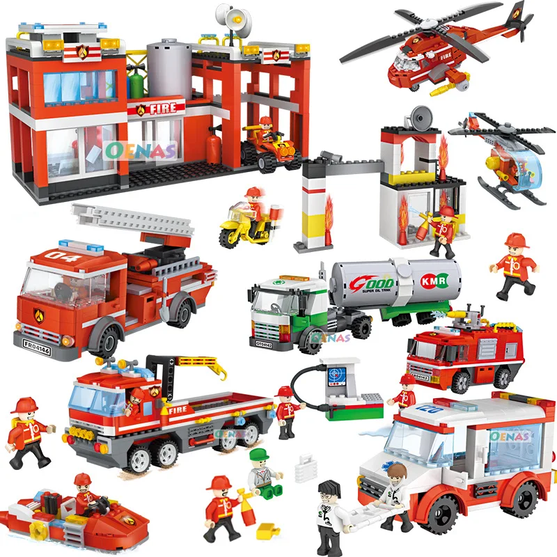 

Little White Dragon Cogo Building Blocks Firefighting Administration Airplane Wreckers/Fight Inserted Educational Assembled Boy