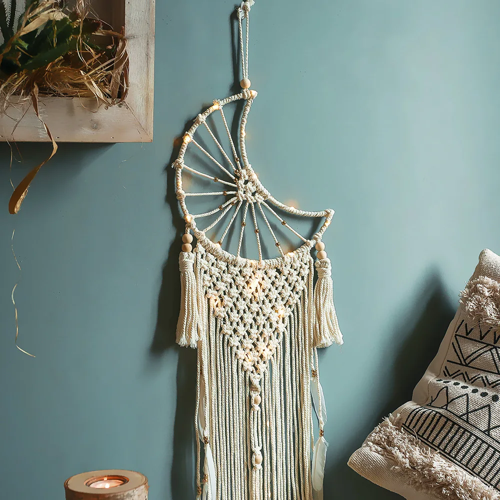 Macrame Moon Dream Catcher Wall Hanging