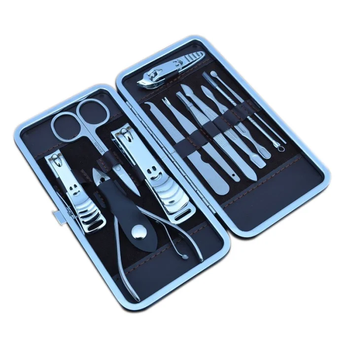 Manicure Pedicure Set With Case 12Pcs Professional Nails Clipper Kit Stainless Steel Travel Home Nail Care Tools SK88