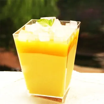 

50PCS 60ml Disposable Plastic Portion Cups Clear Portion Transparent Trapezoidal Container for Jelly Yogurt Mousses Dessert