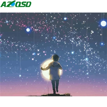

AZQSD Oil Painting By Numbers Portrait DIY Needlework Unframe Home Decoration Coloring By Numbers On Canvas Boy Unique Gift