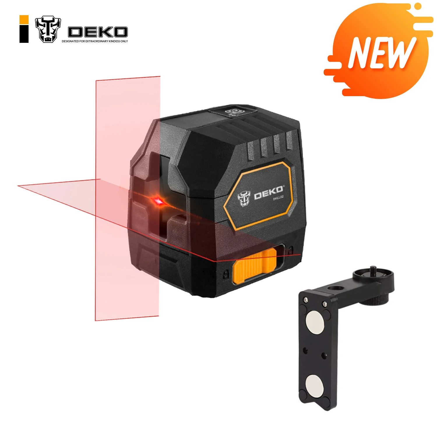 

DEKO DKLL02 Mini Style 2 Lines Self-Leveling Laser Level Cross Line Laser With Red Light Source & Adjustable Mounting Clamp