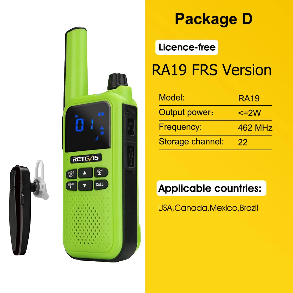 Retevis RA619 Walkie Talkie con Bluetooth, Emisoras Caza, Walkie