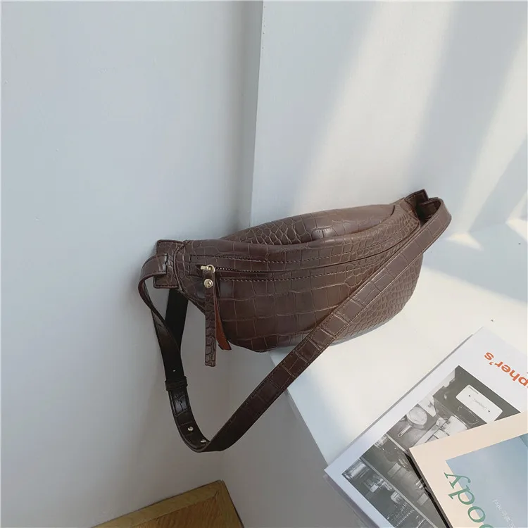 Dark Brown Винтажный узор аллигатора Женский кошелек-чехол для телефона поясная сумка осень зима нагрудная сумка Уличная женская сумка через плечо из искусственной кожи - Цвет: Dark Brown
