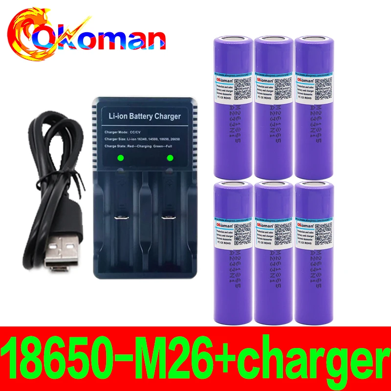 100% Новый оригинальный M26 3 7 v 2600mah 18650 литиевая аккумуляторная батарея для