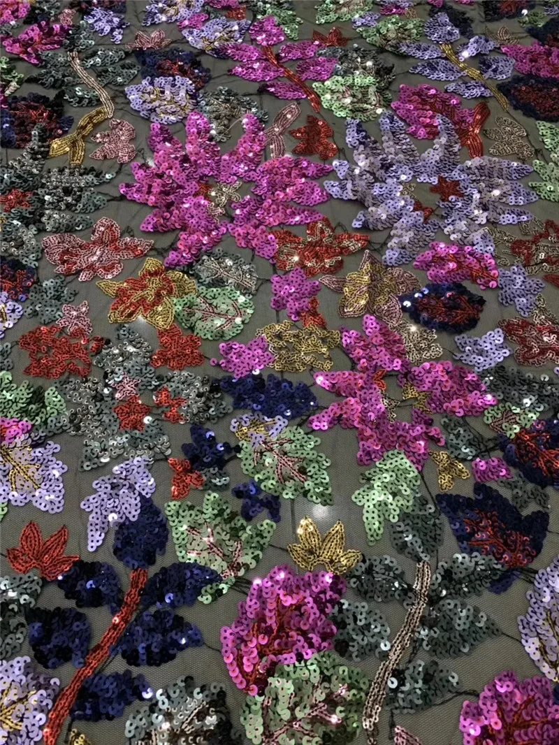 

beautiful H-98720 Nigerian sequins flowers fabric for party dress new African embroidered lace fabric