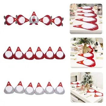 

Christmas Faceless Santa Gnome Table Runner Cartoon Beard Multifunction Fork Knife Placemat for Holiday Party Decoration