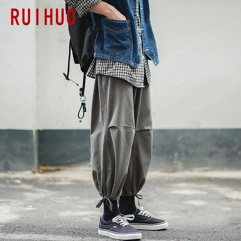 RUIHUO свободные ботильоны-Длина Штаны Для мужчин японский уличная гарем Штаны, мужские брюки джоггеры Для мужчин Штаны в стиле «хип-хоп» впитывает пот и Штаны XXL