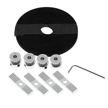 

5M GT2 Timing Belt 20Teeth Timing Belt Pulleys Mounting Blocks Kit with Hex Key for 3D Printer portable