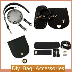 Black DIY Handbags Bag Knitting Bag Leather Bag With Hardware Strap Handmade Bottom Bucket Bag Accessories Multiple Styles