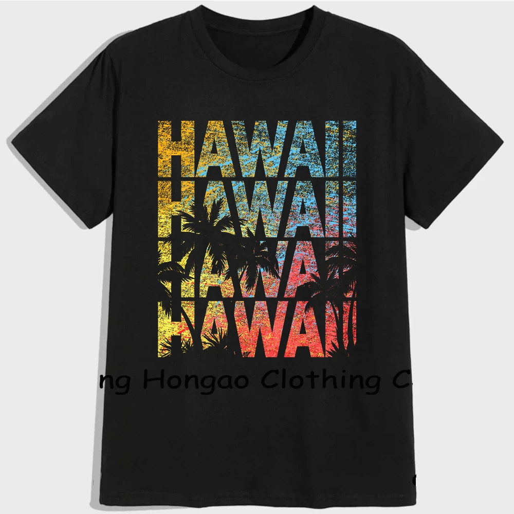 

2021 New Arrivals Fashion Hawaii Tropical Sunset Graphic T-Shirt 100% Cotton Vintage Oversized T shirt O Neck Women T Shirt