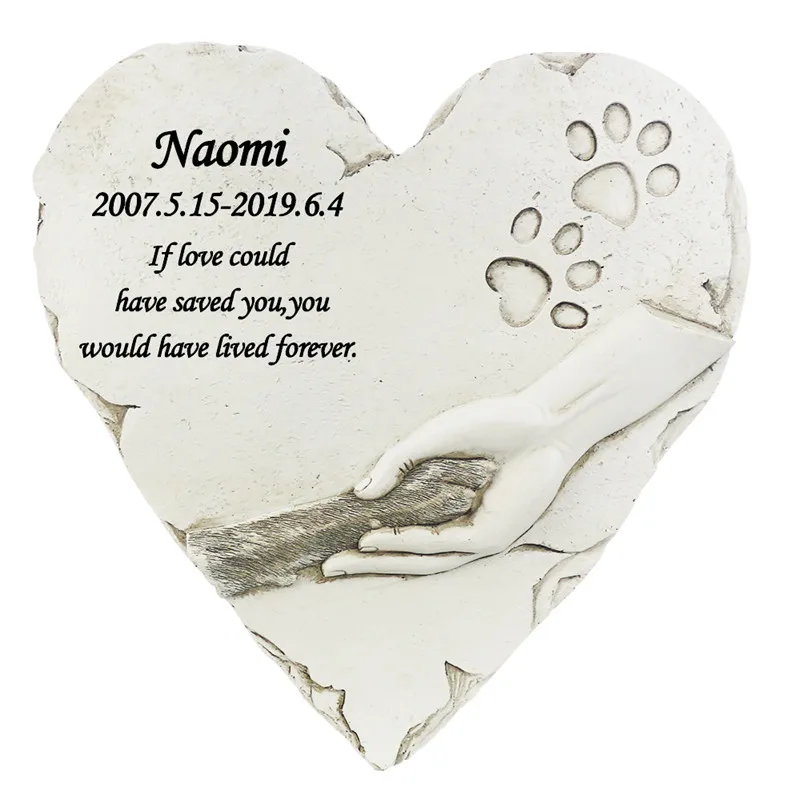 Rotuladores de recuerdo de gato para mascotas, piedra de resina en forma de corazón personalizable, para jardín, patio trasero, regalo para pérdida de mascotas