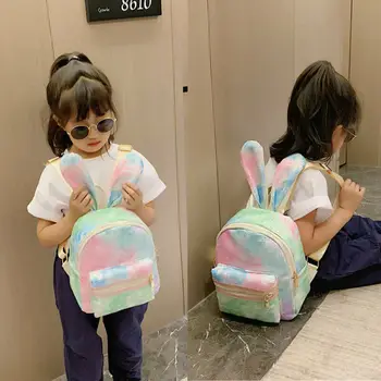 

Toddler Kids Children Girls Lovely Rabbit Ear Pattern Backpack Sequin Bag Cute Colorful School Bags Big Rucksack
