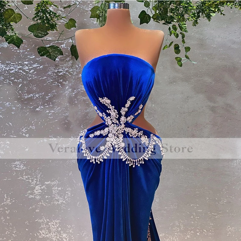 Women's Evening Dress Mermaid Royal Blue Beads Prom Party Dress Abiye Elbiseleri Vestido De Fiesta De Boda windsor prom dresses