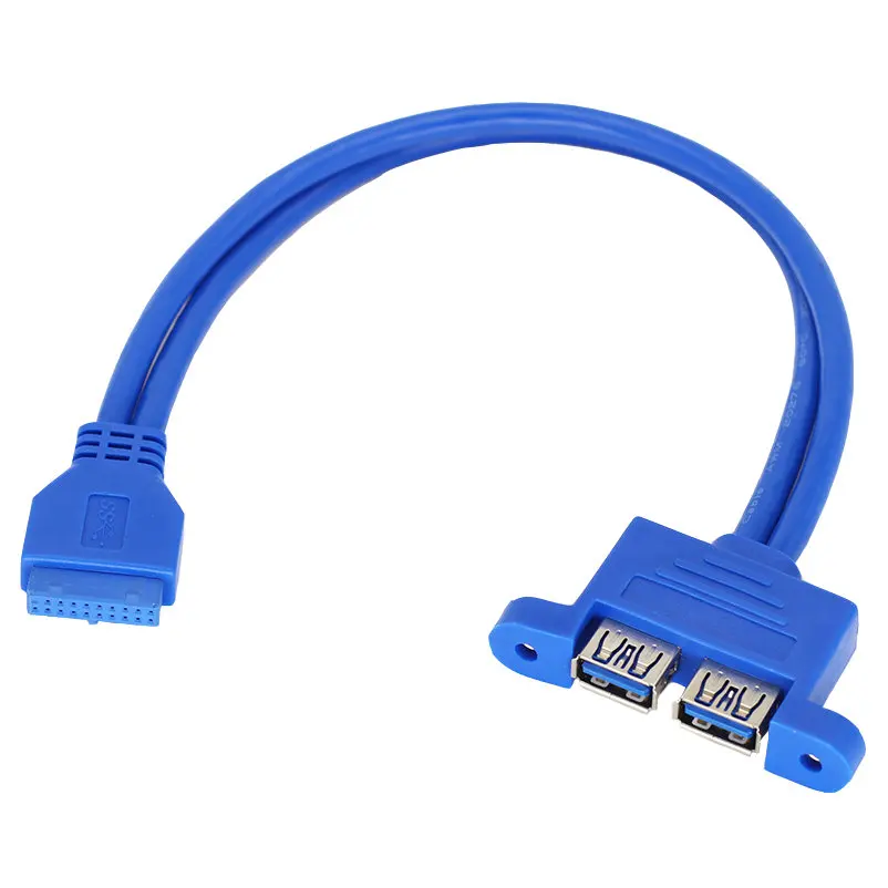 Большой Q Dual USB 3 0 обратно Панель скользящая Скоба до 20 контактный разъем кабель