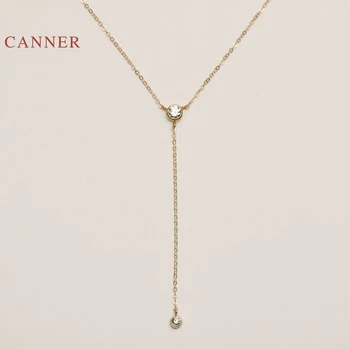 

CANNER Round Pendant Real 925 Sterling Silver Necklace For Women 2020 Jewelry Diamond Chain Gold 18k Choker Necklace Collar
