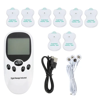 

6 Modes Therapy Massage Body Tens Machine Unit 4 Electrode Pads for Pain Relief Pulse Massage EMS Muscle Stimulation Tens