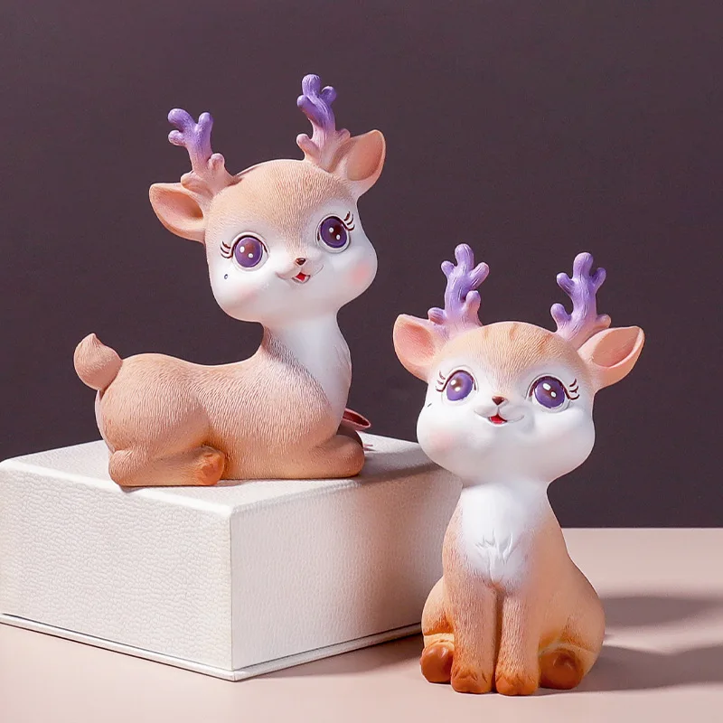 

Олень кавайное украшение для автомобиля полимерные украшения для стола милый олень искусство домашний декор счастливые подарки Рождественский подарок на день рождения