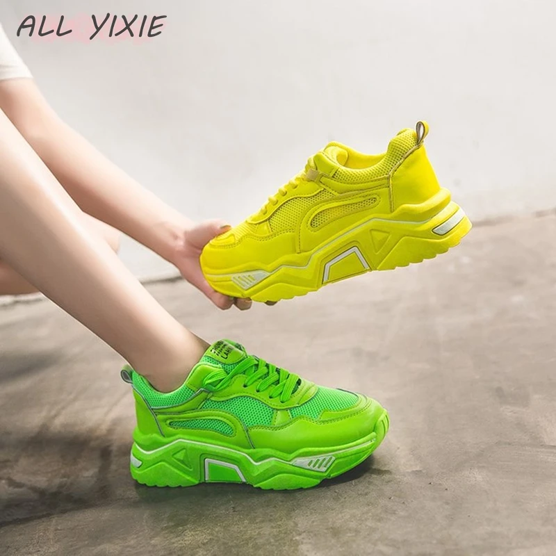 Все YIXIE/ женские модные белые кроссовки на платформе для женщин, женская обувь в повседневном стиле на толстой подошве, женская прозрачная обувь на шнурках