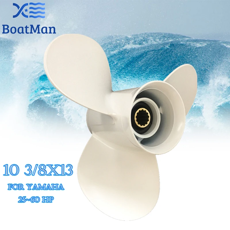 Boat Propeller 10 3/8x13 For Yamaha Outboard Motor T25HP 40HP 48HP 50HP Aluminum 13 Tooth Spline 6H5-45945-00-EL Engine Part