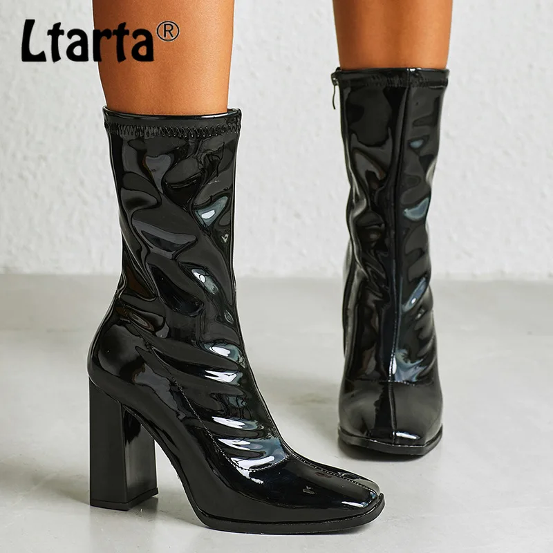 LTARTA-Botines de tacón alto cuadrado para mujer, botas femeninas de tacón alto británico, ZL-521-3 individuales, para invierno, 2020