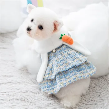 

Autumn Winter Princess Dog Dress With Rabbit Ears Small Medium Dog Clothes For Pet Dress Cute Pomeranian Bichon Clothes
