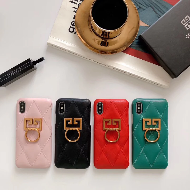 

Luxury brand France leather hard phone case for iphone 6 6s 7 8 plus X XS XR MAX with Metal Ring stand cover Coque