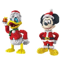 Hot xmas cartoon Christmas duck nanoBRICKS Mickey Donald Santa Claus suit micro diamond building block assemble MODEL toys