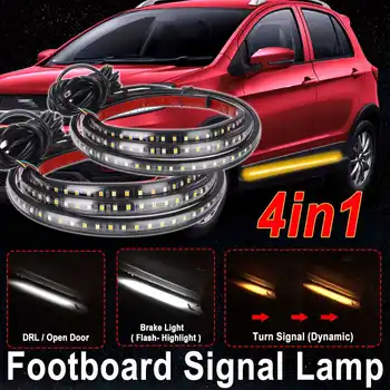

4 Functions 1.5M Car Footstep 144 LED Daytime Running Light Brake Light Turn Signal Light Welcome Lamp Decor Sticker LED Strip