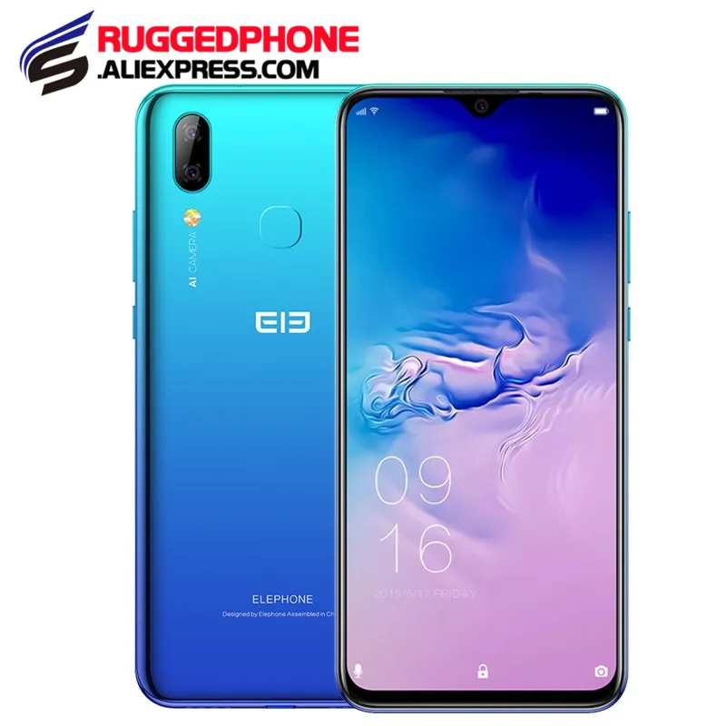 Elephone A6 MAX 6 53 ''Водонепроницаемый Android 9 0 4 Гб 64 MT6762V Восьмиядерный 5 В/2A