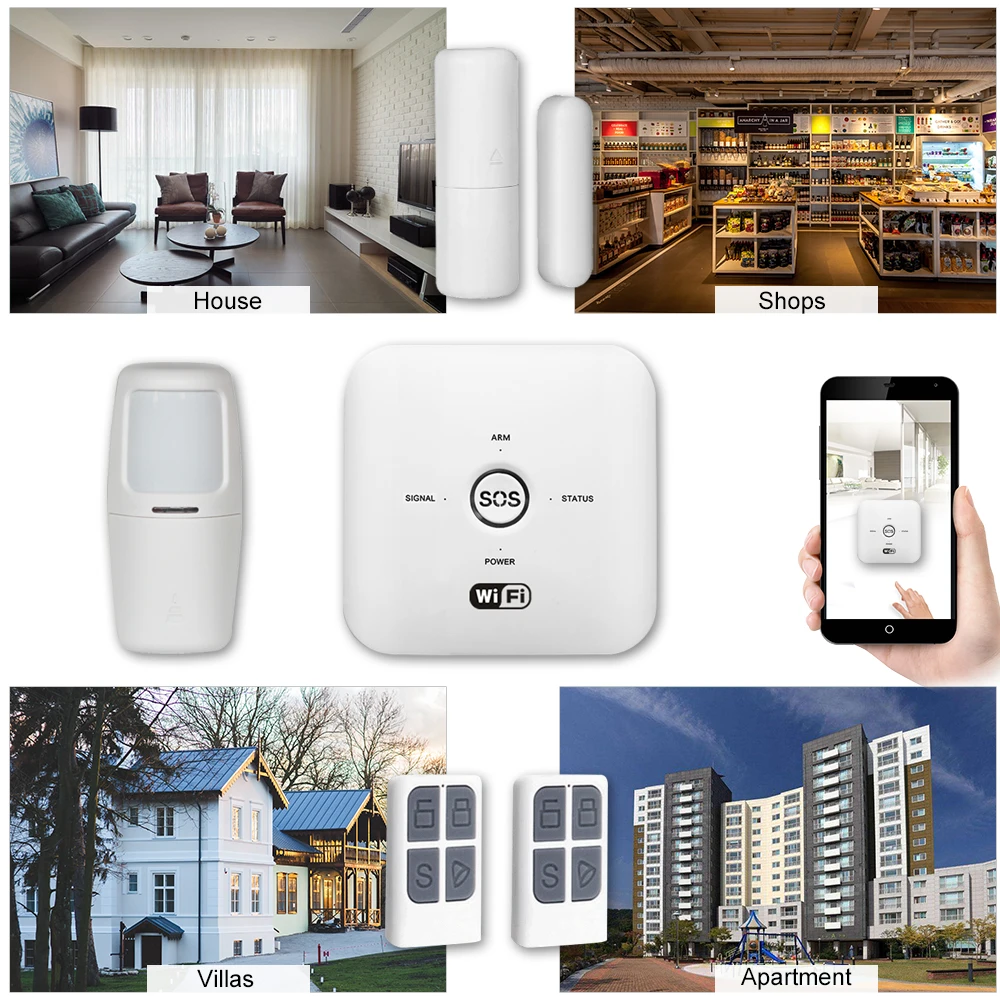 Tuya Smart wifi GSM домашняя система охранной сигнализации PIR дистанционное управление Совместимо с Alexa Google Assistant 100-240V сигнализация