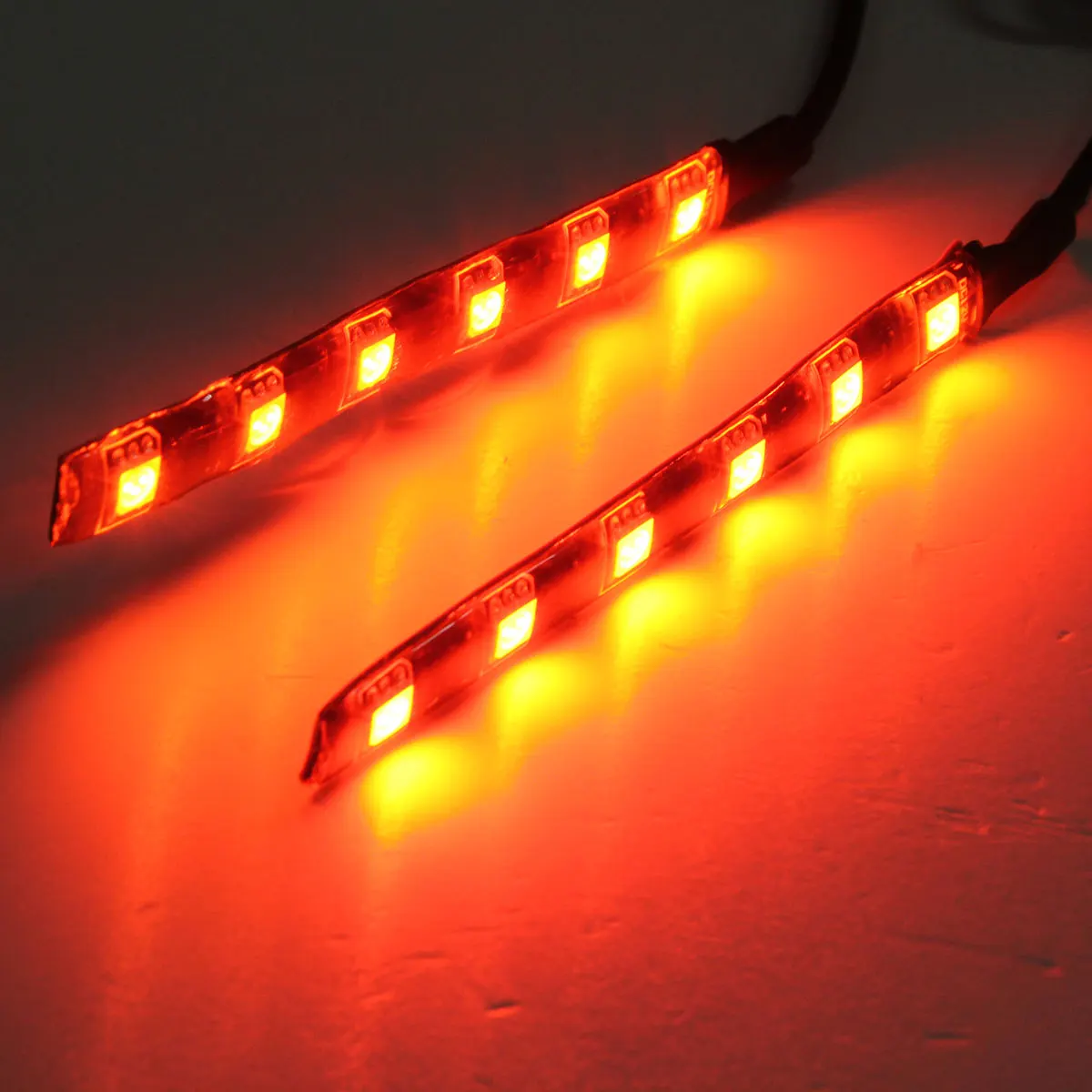 2 шт. 12В Янтарный SMD 5050 светодиодный 6 светодиодный фонарь для мотоцикла, велосипеда, черная полоса, индикатор поворота, мигалка, светильник, Янтарный/Оранжевый Светодиодный