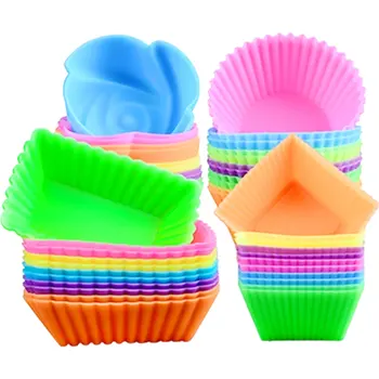 

6pcs Heart Round Star Cupcake Silicone Mold Muffin Cake Mold Baking Nonstick and Heat Resistant Reusable DIY Baking Cake Tools