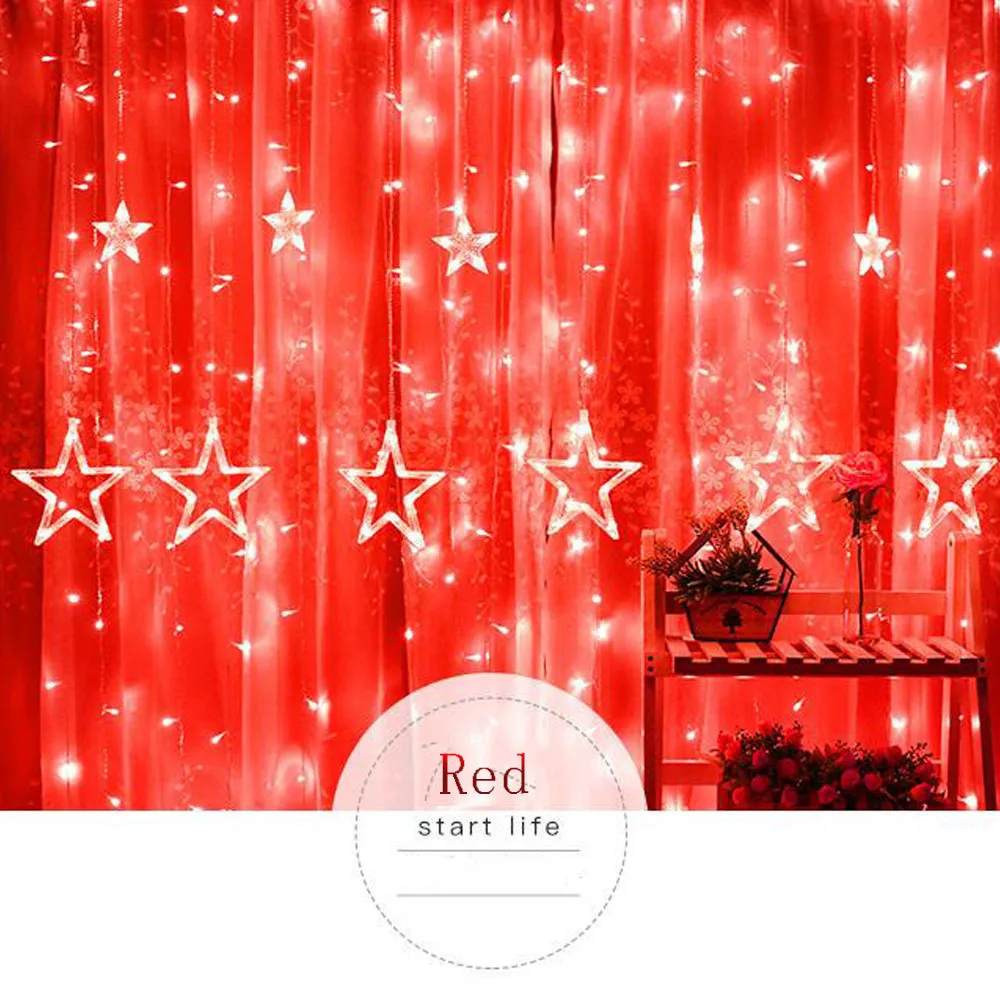 Светодиодный светильник в виде звезды, Рождественский светильник s, декоративный праздничный светильник s, лампа для занавесок, Свадебный неоновый фонарь, 220 В, сказочный светильник