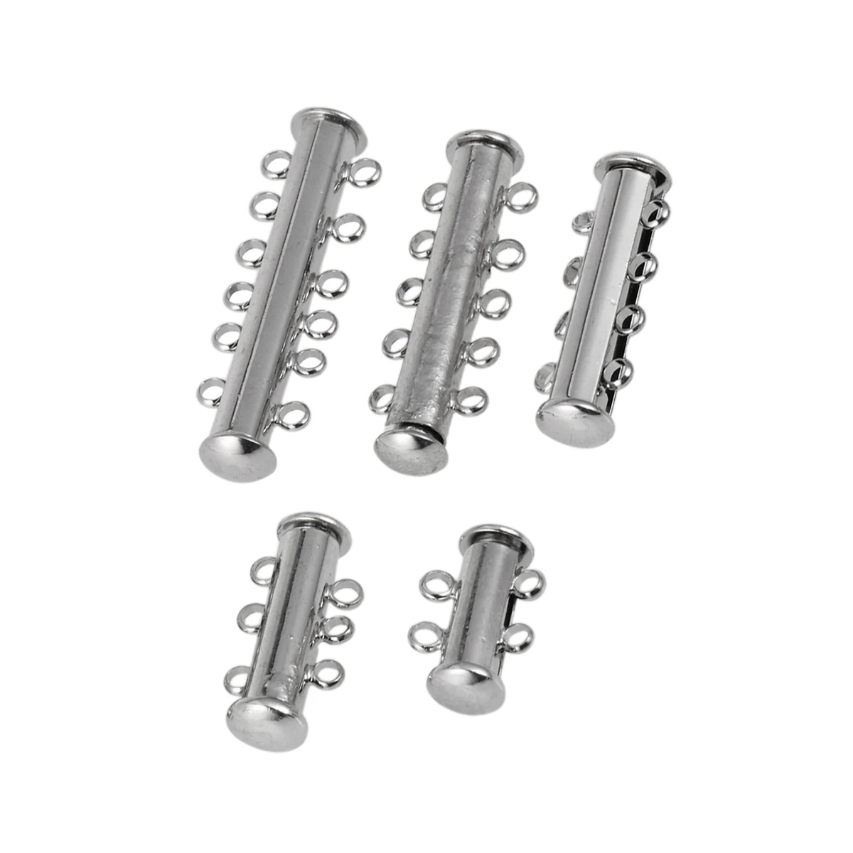 

Pack of 5 Smooth Secure Multi Strand Silver Plated Slide Magnetic Tube Lock Clasp Connectors for Jewelry DIY Bracelet Necklace