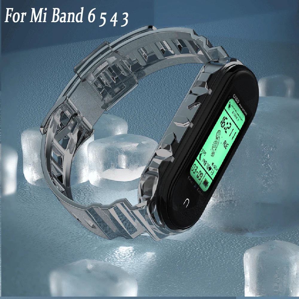 For Xiaomi Mi Band 6 5 4 3 Strap Clear Silicone Replacement Bracelet Pink Green Color Wristband Xiomi Mi6 Miband band6 Straps | Наручные