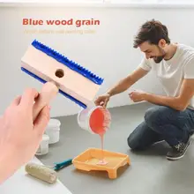 Роллер с рисунком и деревянной ручкой для украшения стен дома и офиса, мягкая резиновая деревянная краска с рисунком