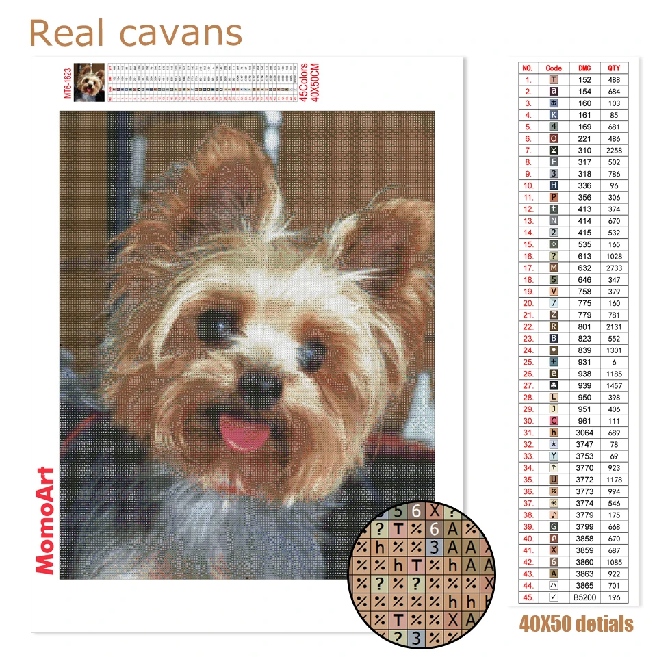 MomoArt Full Square Diamond Painting Dog Animal Art Diamond Mosaic Yorkshire Embroidery Picture Of Rhinestones Home Decor