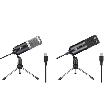 

Metal USB Condenser Microphone Professional Kit Desktop Tripod for YouTube Video PC Windows Studio Recording