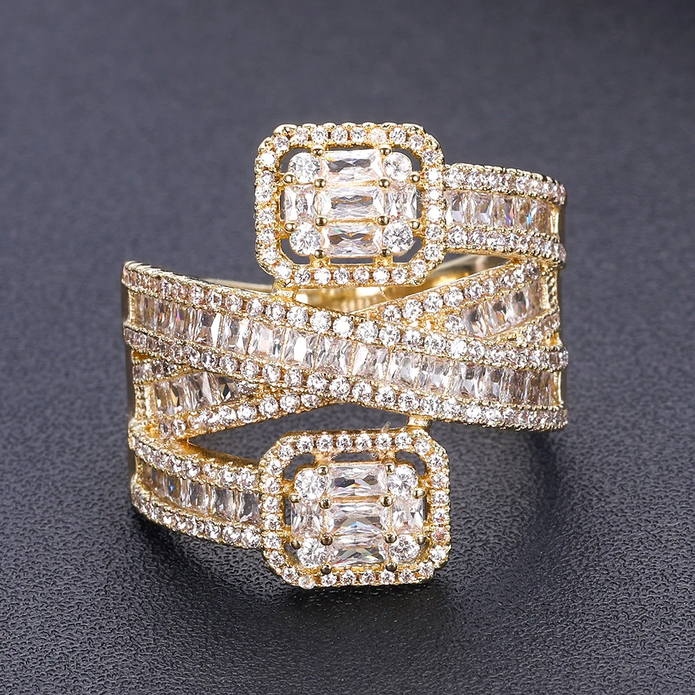 18k gold AccKing, модные трехцветные кольца с кубическим цирконием для женщин, свадебные, Обручальные, вечерние - Цвет основного камня: 18k gold