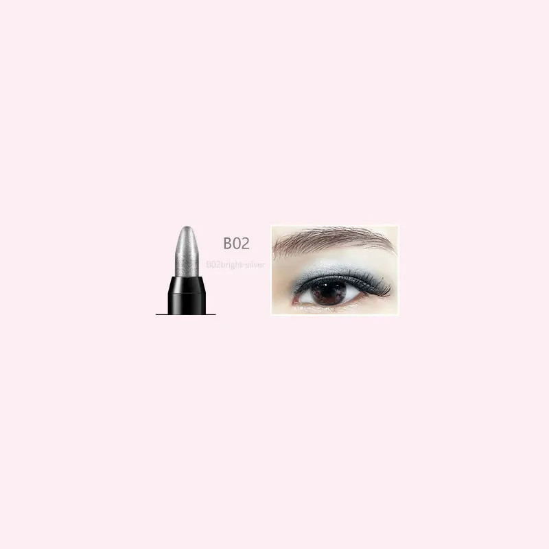 BIOAQUA Professional Makeup Eyeliner Pencil 10 Color Glitter Eye Pencil Long Lasting Waterproof Highlighter Eyeshadow Pen - Цвет: B02 Bright Silver