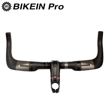 

BIKEIN - Ultralight Toray T700 Carbon Fiber Road Bicycle TT Handlebar 380/400/420/440mm + Road Bike Pro Stem 80/90/100/110mm