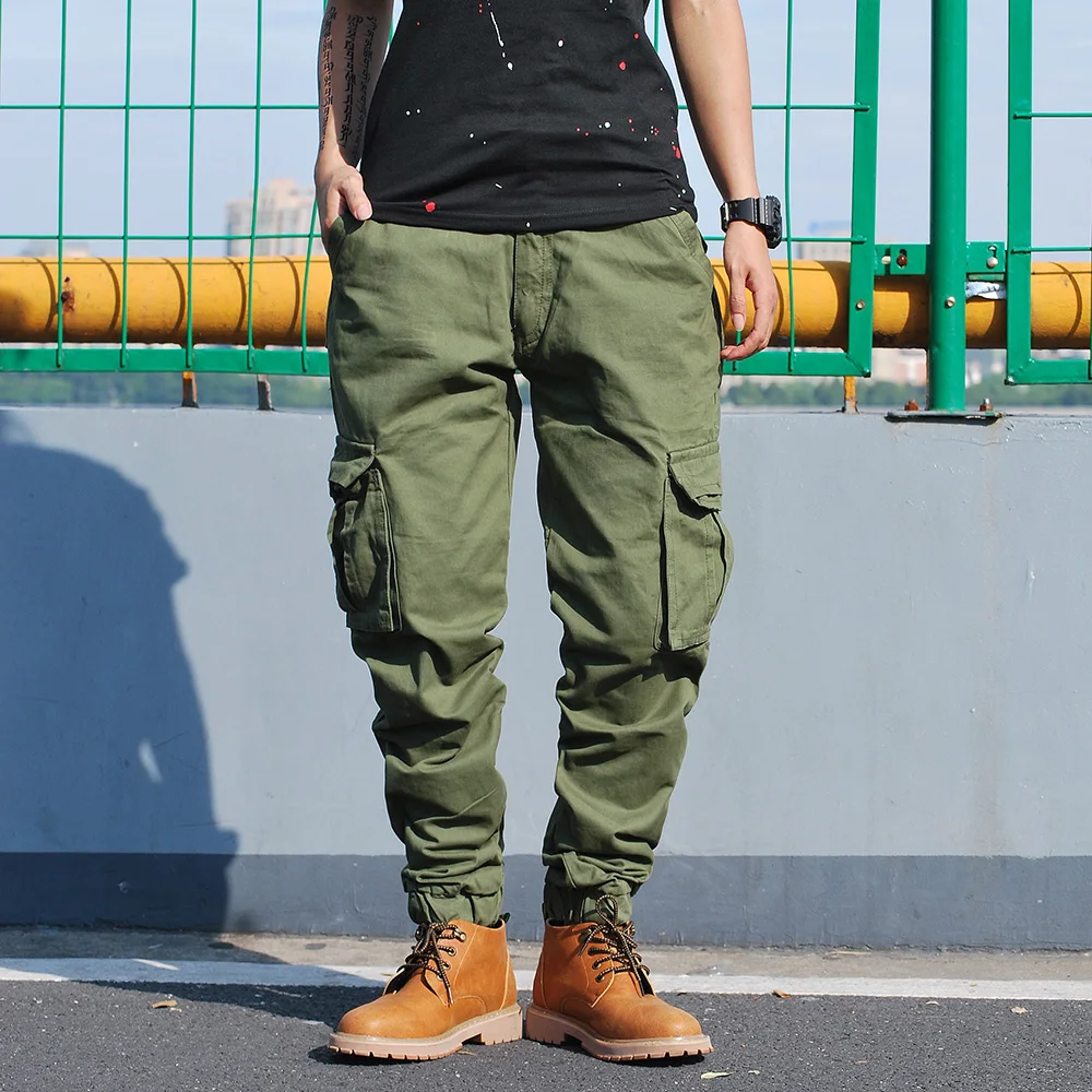 Новинка, Брендовые мужские брюки карго, армейский зеленый цвет, Мужская Уличная одежда, спортивные брюки, военные брюки-карандаш, на молнии, черные, для досуга, Молодежные штаны для бега