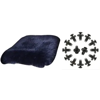 

1x Universal Sheepskin Seat Cushion Cover Winter Warm Natural Wool & 50x Car Bumper Fasteners 6mm Nylon Plastic Buckle