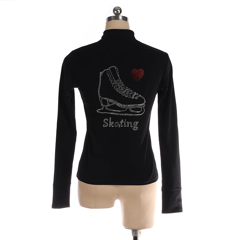 Figure Skating Jacket Zipper Top Girls Women'S Training Competition Skating Jacket Yoga Pilates Gym Black Purple Shiny Top