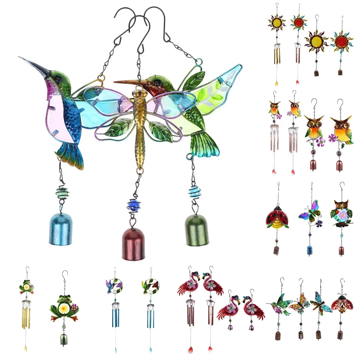 1pc Painted Hummingbird Proof Metal Wind Chime Hanging Room Decoration High Quality Practical Delicate Durable