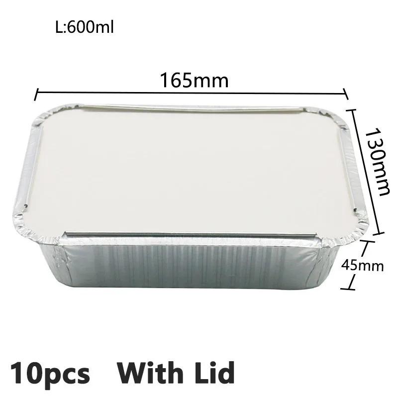 Tinfoil Box Barbecue Rectangular Tinfoil Bowl With Lid Heating Takeaway
