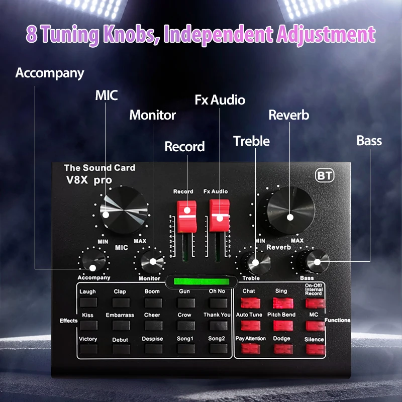 US $28.99 Microphone Mixer Audio BM800 Pro Dj MIC Stand Condenser USB Wireless Karaoke KTV Professional Recording Live Bluetooth SoundCard