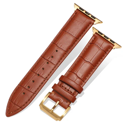 brown Gold Кожаный ремешок для apple watch, ремешок для apple watch, 44 мм, 40 мм, 42 мм, 38 мм, браслет для часов iwatch, серия 5, 4, 3, 2, 1, аксессуары - Цвет ремешка: brown Gold