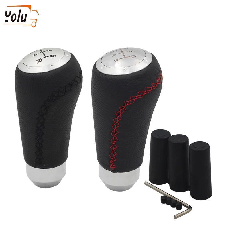 

YOLU Shifter Knob Black Leather Gear Shifter 5 Speed Manual Gear Shift Knob Universal Gear Handle Knobs